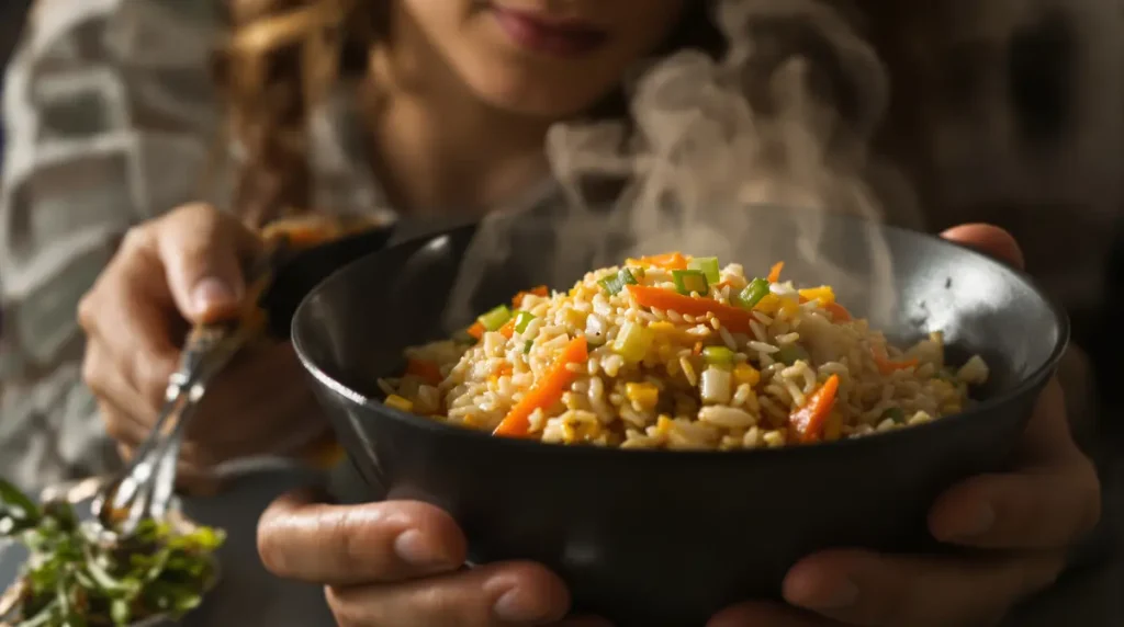Je prépare ce riz sauté aux carottes et au poireau à la sauce soja dès que je veux un dîner healthy, rapide et express