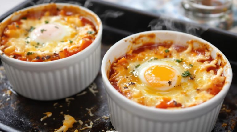 C&rsquo;est le plat que je fais quand je n&rsquo;ai pas envie de cuisiner : œufs cocotte tomate-fromage en 12 min