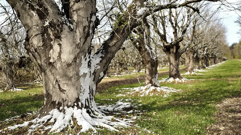 Ce que signifie vraiment cette teinte blanche sur les troncs au printemps
