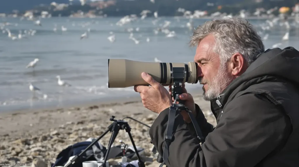 Christophe vient immortaliser les oiseaux migrateurs sur la plage d'Excenevex